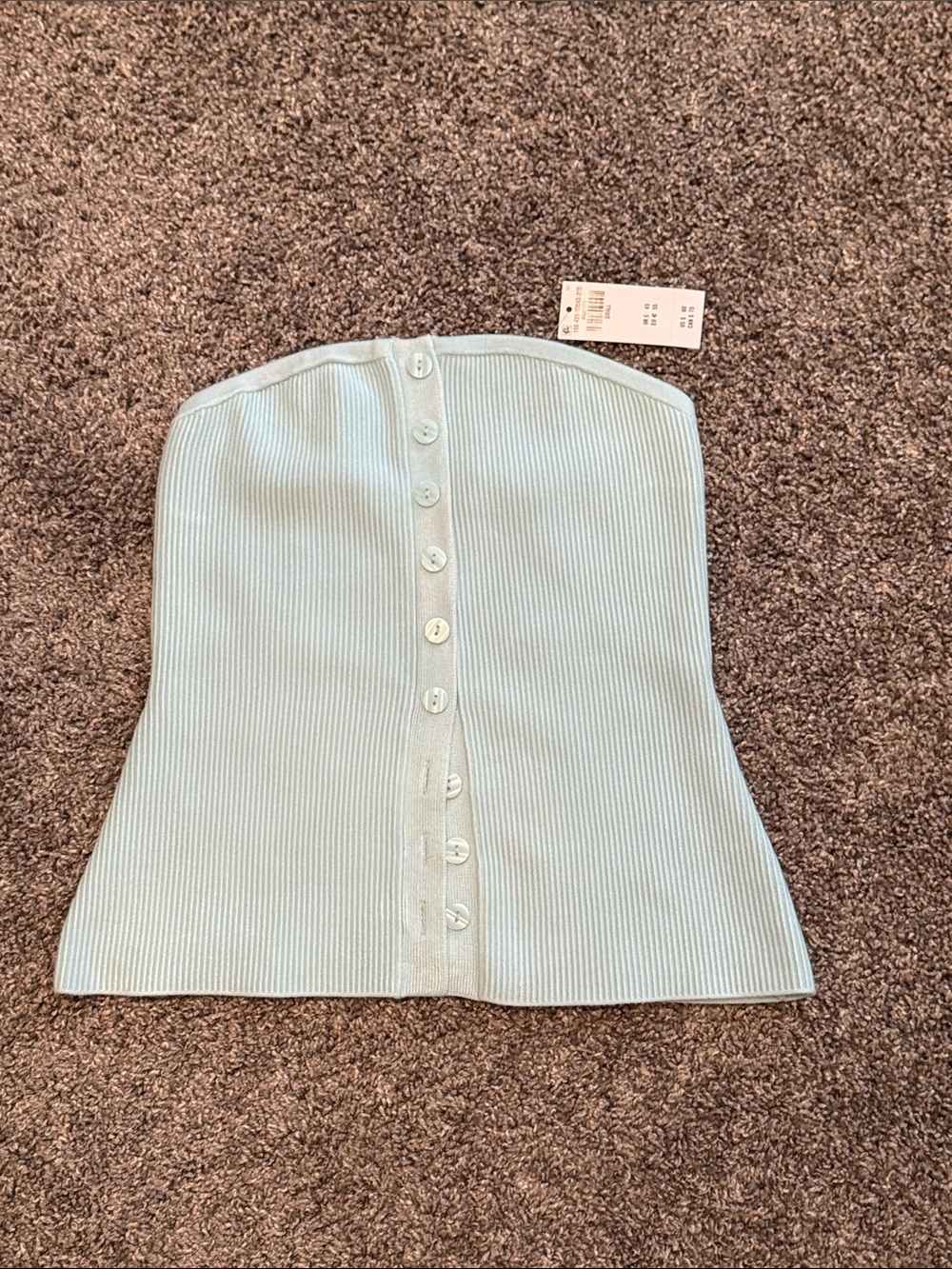 NWT ABERCROMBIE SM Light Blue Ribbed Strapless Button-Front Top